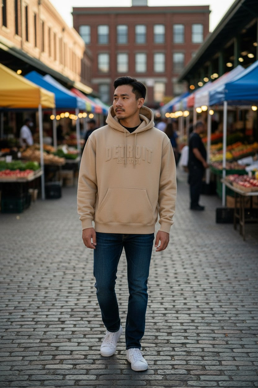 3D Detroit Hoodie (Beige)