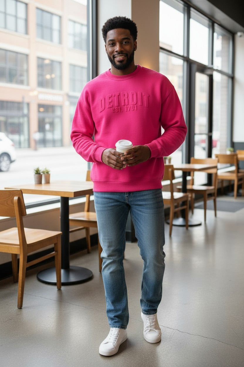 3D Detroit Sweatshirt (Fuchsia)