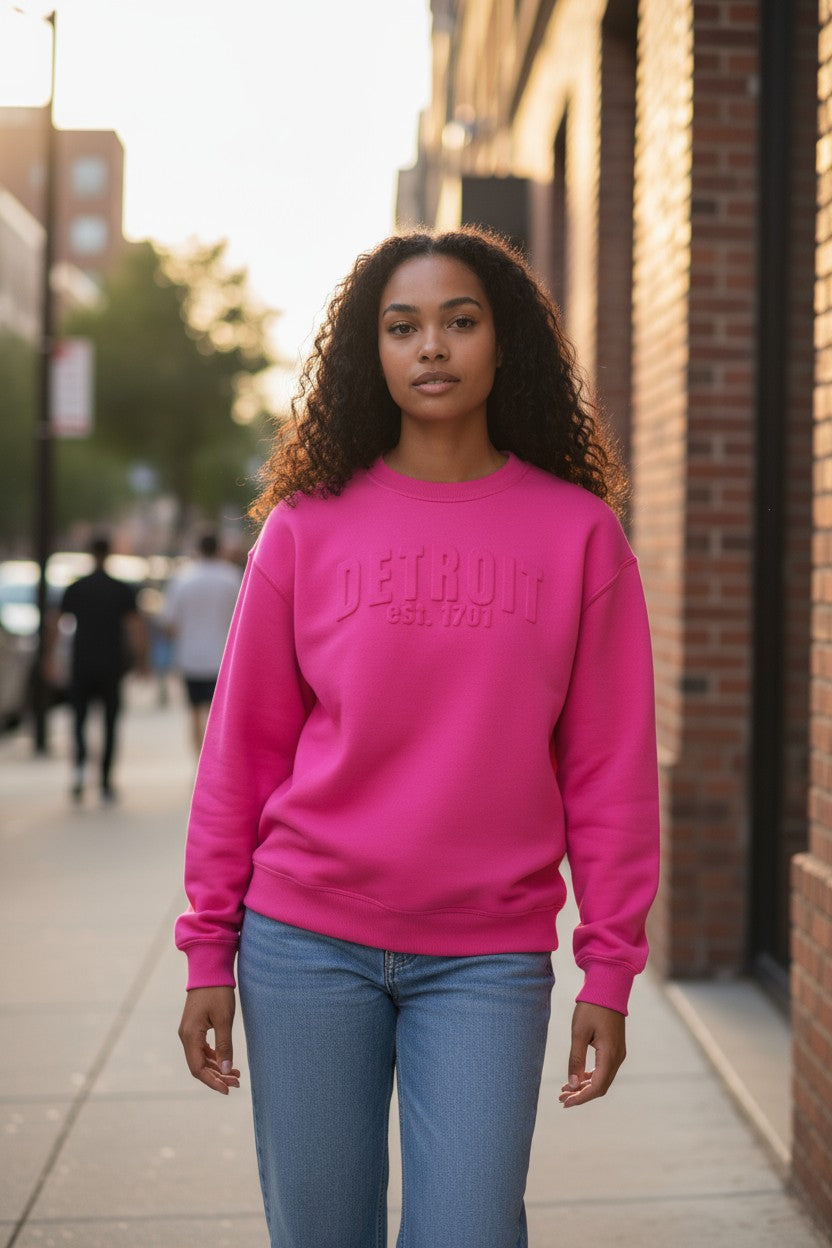 3D Detroit Sweatshirt (Fuchsia)