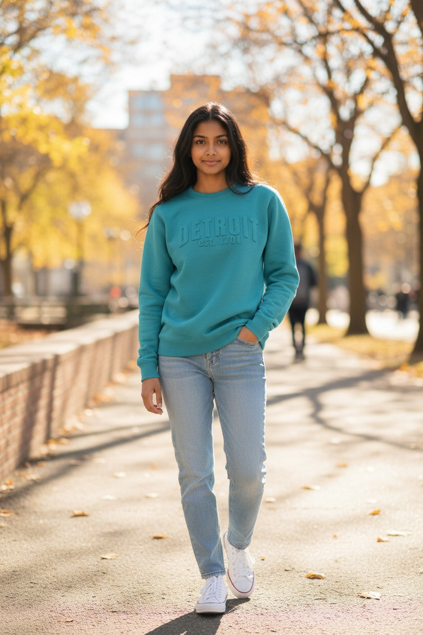3D Detroit Sweatshirt (Teal)