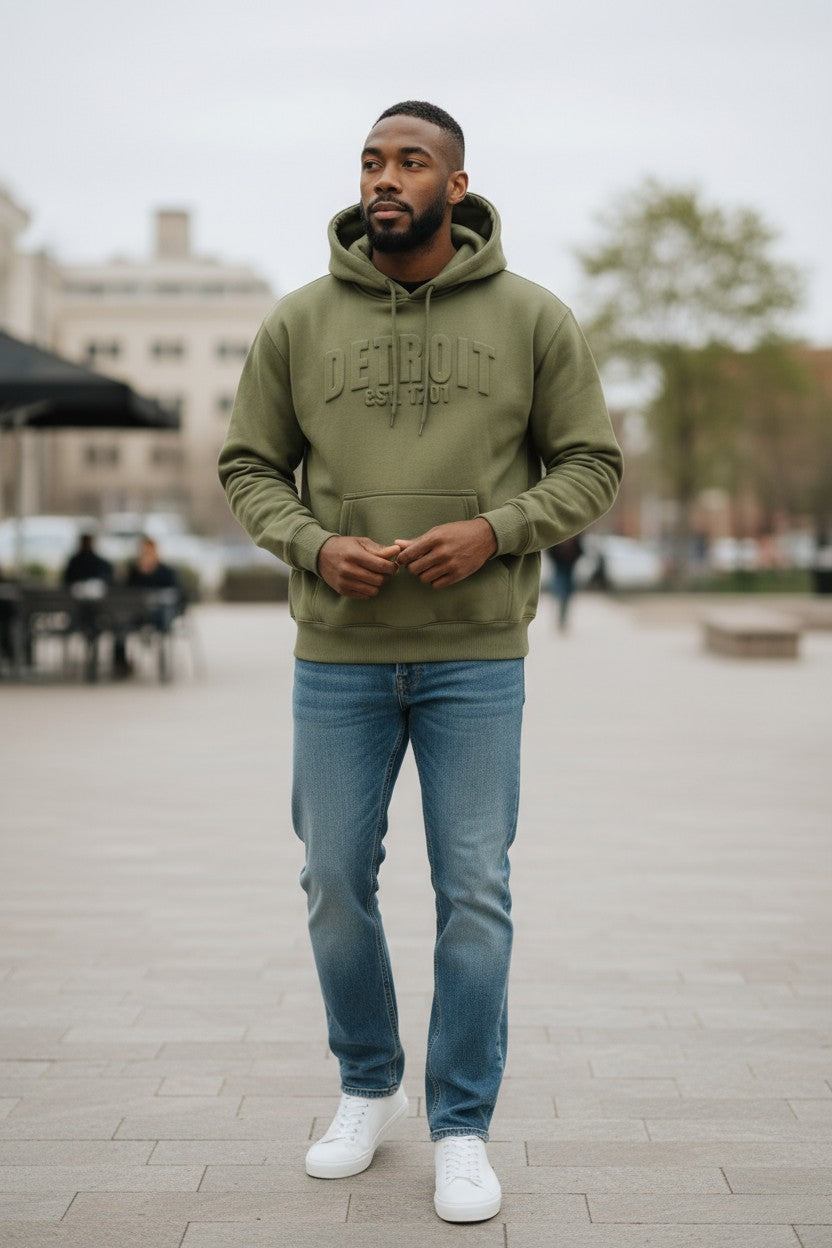 3D Detroit Hoodie (Olive Green)